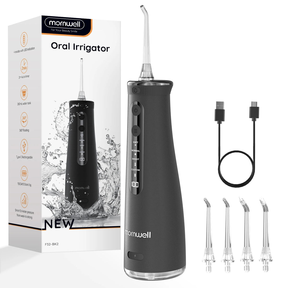 Mornwell F32 Water Flosser Oral Irrigator Teeth Cleaner
