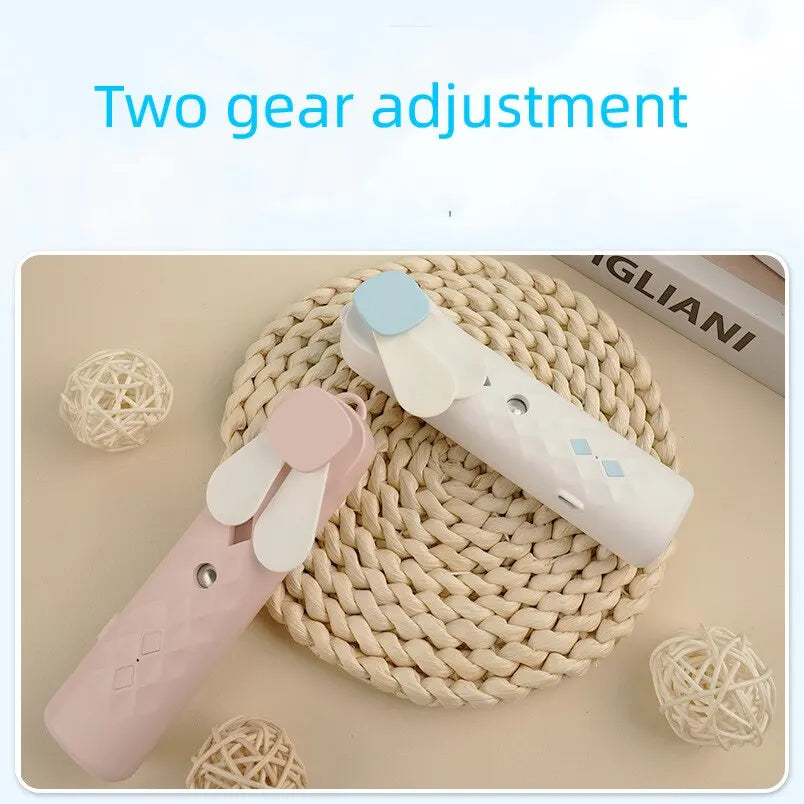 Portable 2-in-1 Handheld Mist Fan USB Rechargeable Cooling Face Steamer
