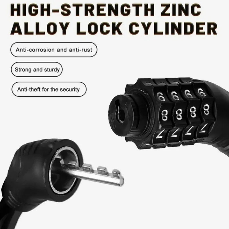 4-Digit Bicycle Cable Lock Anti-Theft MTB Combination Security Lock - 2