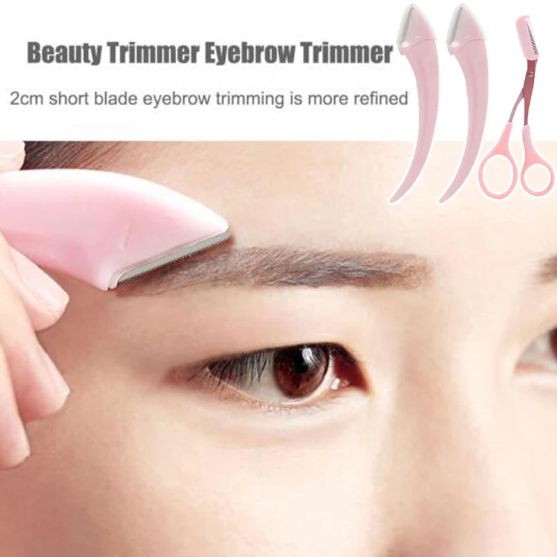 Professional Eyebrow Trimmer Set with Comb Brow Scissors and Shaper - 15