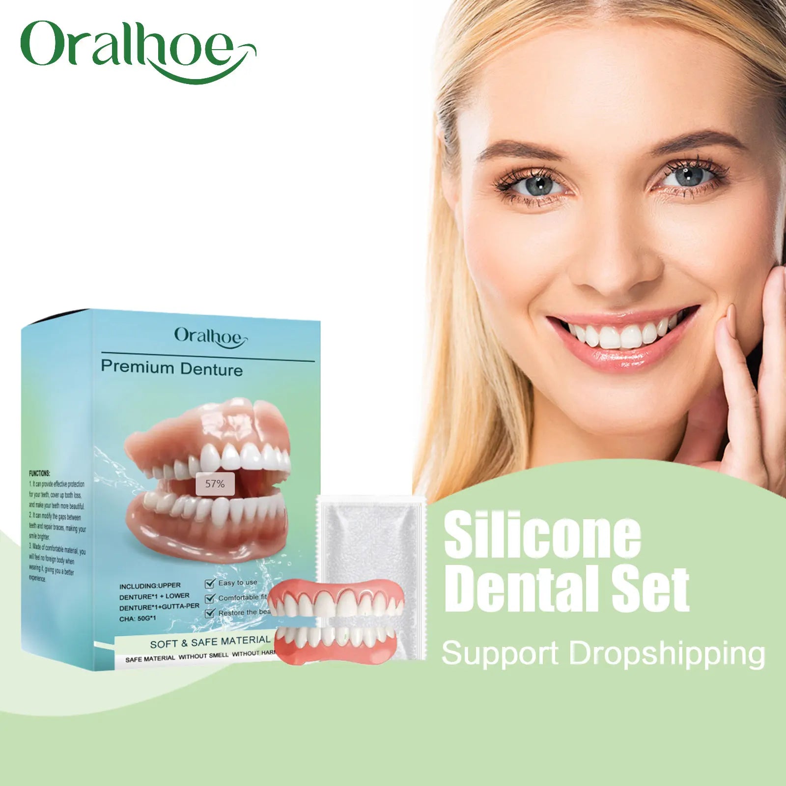 Silicone Denture Set Temporary False Teeth Veneers - 1