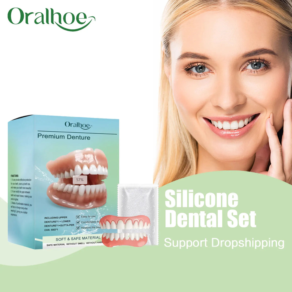 Silicone Denture Set Temporary False Teeth Veneers