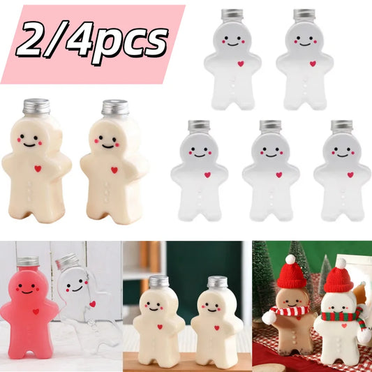 Christmas Gingerbread Man Water Bottle Portable Milk Tea Jar 2 4 Pack