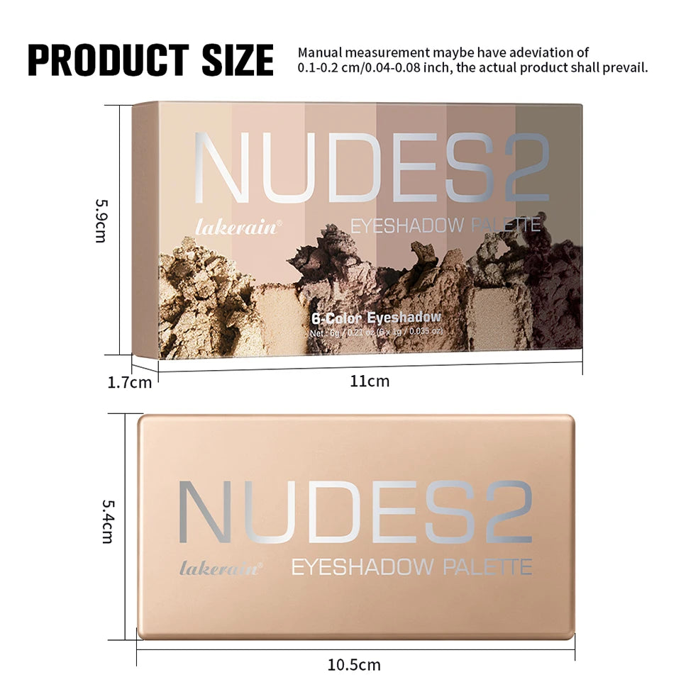 6-Color Eyeshadow Palette Matte Neutral Nude Blendable Eye Makeup - 14