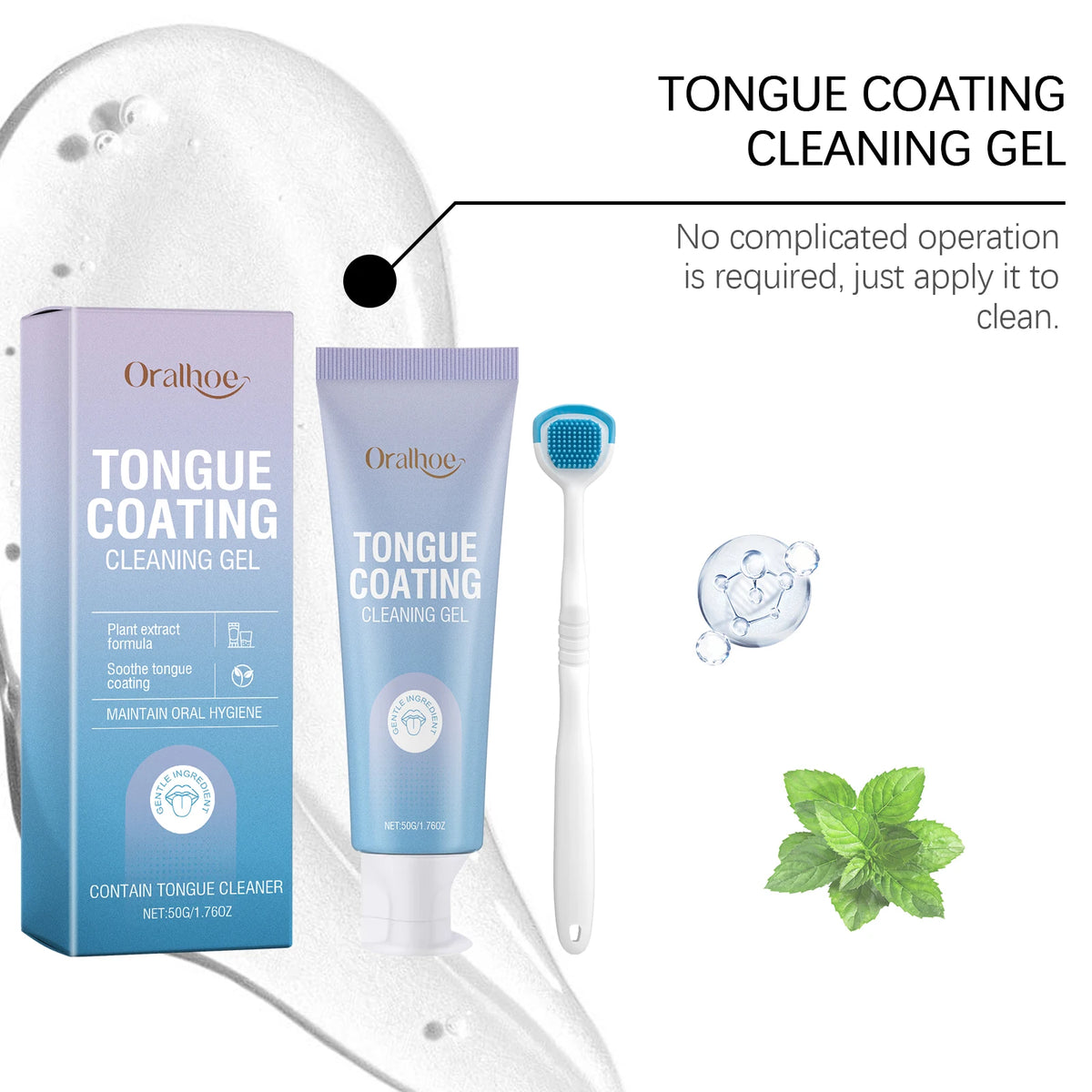 Tongue Cleaner Gel And Scraper Fresh Breath Oral Care Set