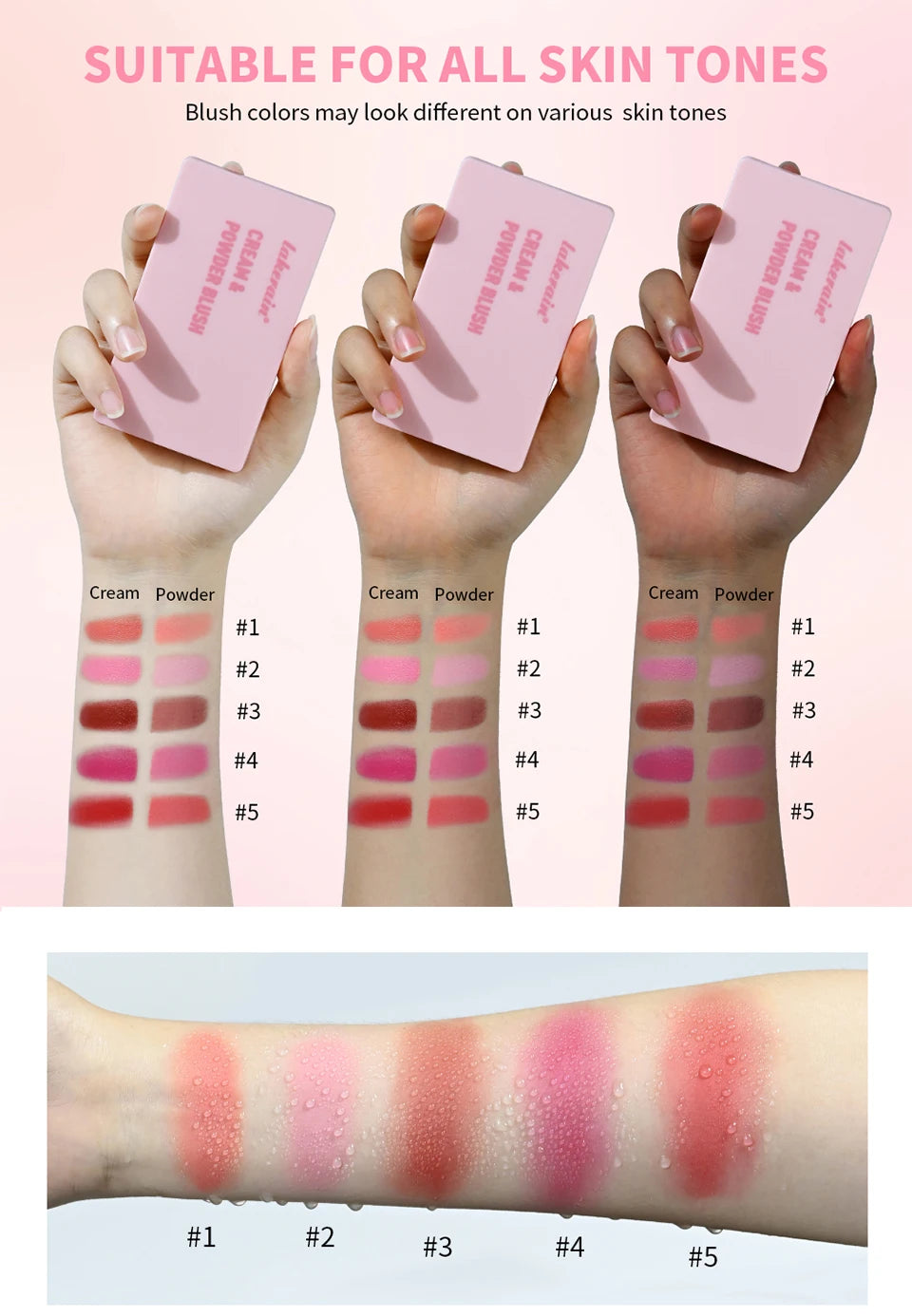 Lakerain 2 in 1 Cream and Powder Blush Makeup Palette