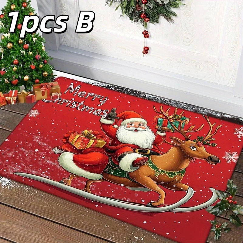 Christmas Door Mat Holiday Welcome Rug Non-Slip Festive Floor Decor - 17