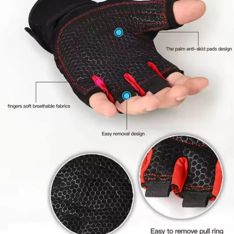 Unisex Half Finger Sports Gloves Fitness Gym Cycling Wrist Support - 4