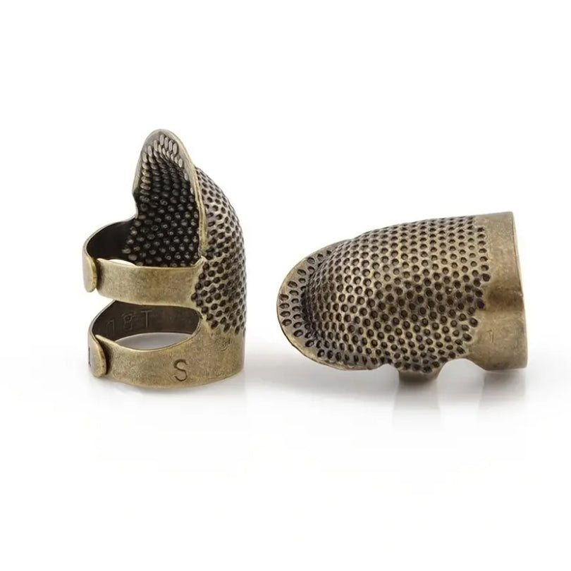 2PCS Vintage Adjustable Sewing Thimble Metal Finger Guard Needle Tool