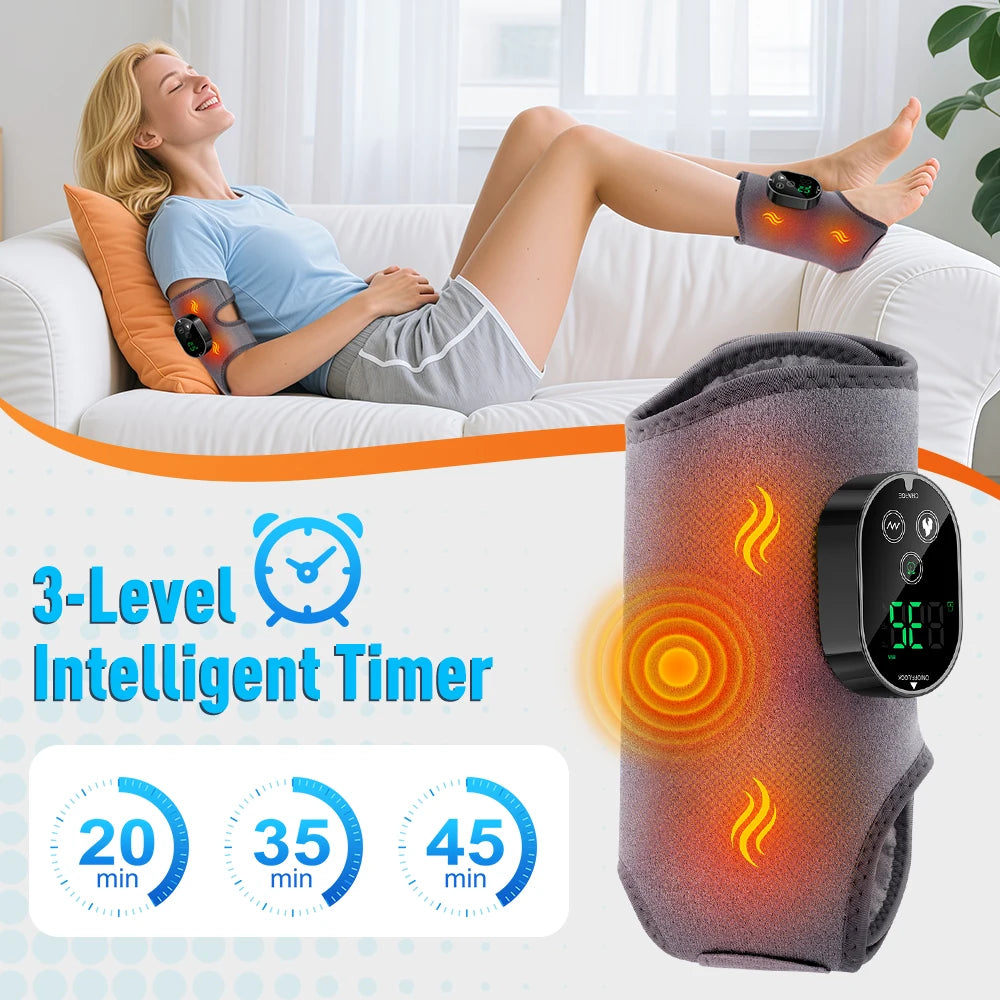 Electric Ankle Calf Foot Vibration Massager Heating Brace