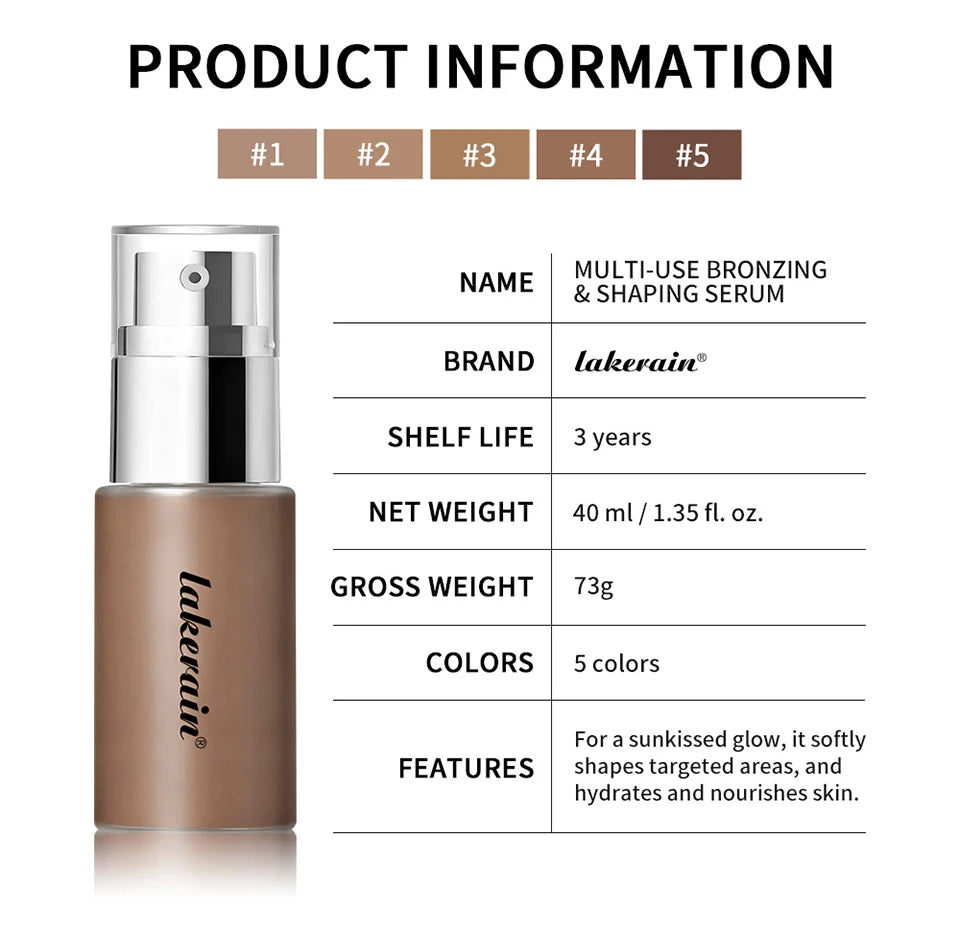Multi-Use Liquid Foundation Bronzing And Shaping Serum Makeup - 18