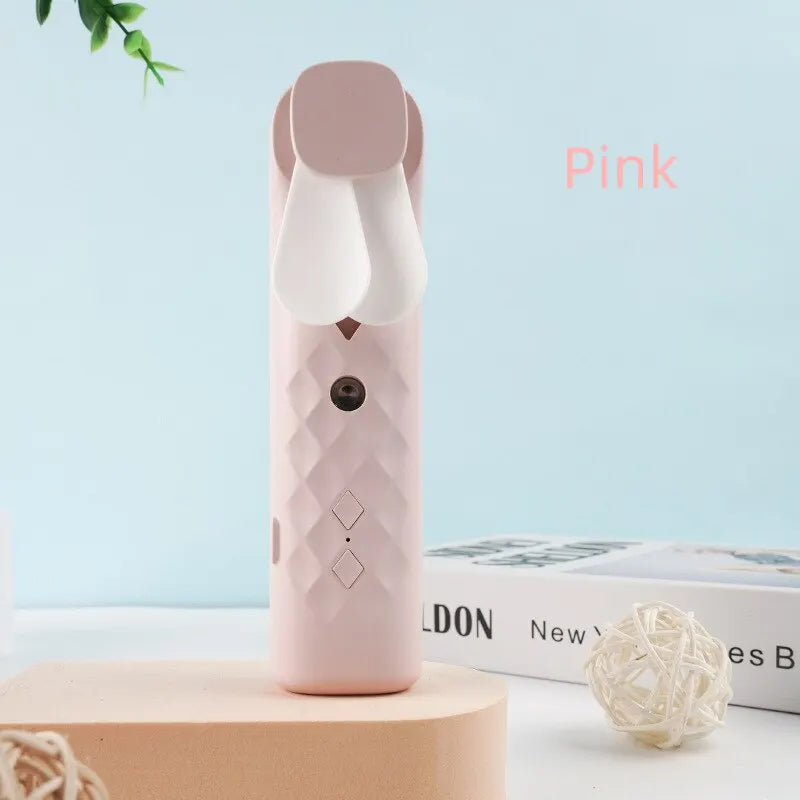 Portable 2-in-1 Handheld Mist Fan USB Rechargeable Cooling Face Steamer - 6