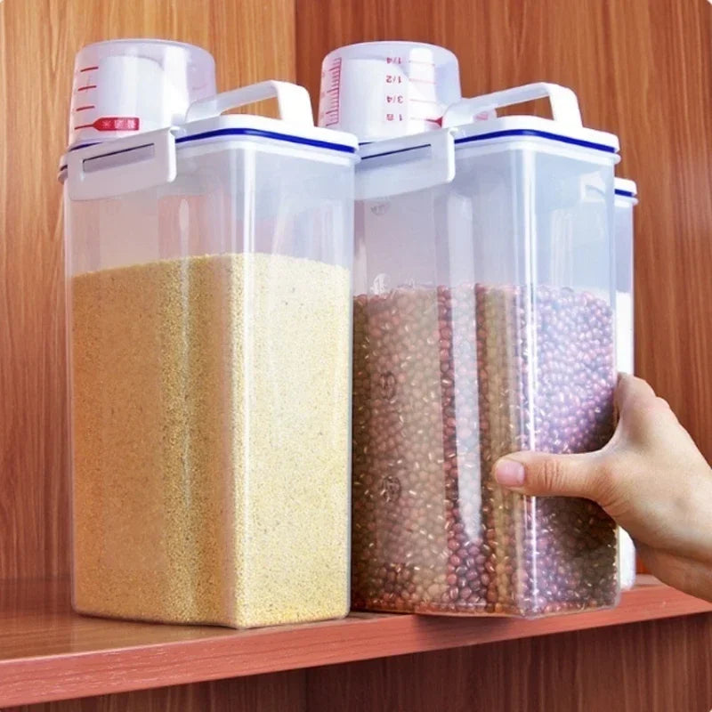 4 Pack Airtight Rice Storage Container Set with Measuring Cup Dispenser - 7