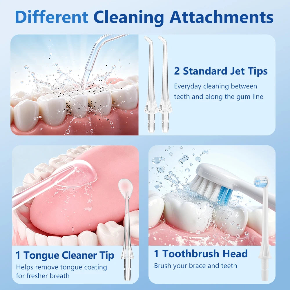Cordless Water Dental Flosser Teeth Cleaner - 6