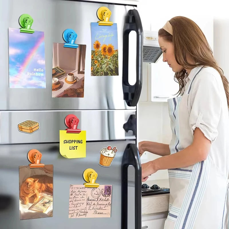 4pcs Magnetic Clips Set Strong Refrigerator Magnets for Notes and Photos - 11