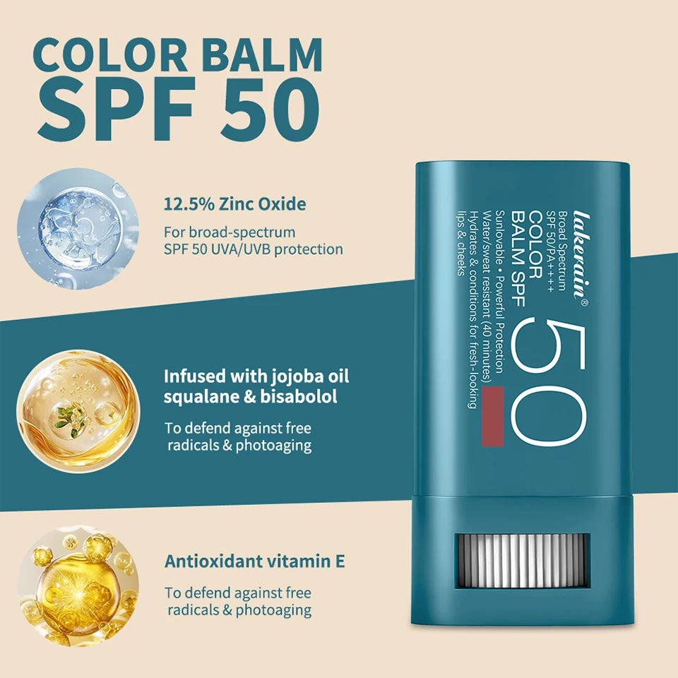 SPF 50 Blush Balm Stick Hydrating Sunscreen Makeup