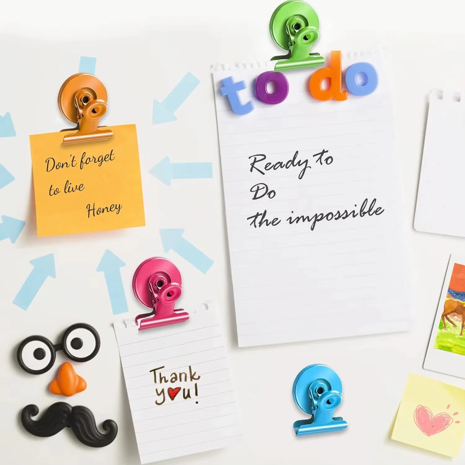 4pcs Magnetic Clips Set Strong Refrigerator Magnets for Notes and Photos