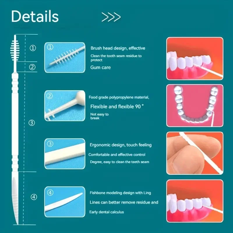200Pcs Disposable Interdental Brush Toothpick Floss Sticks Oral Care - 5