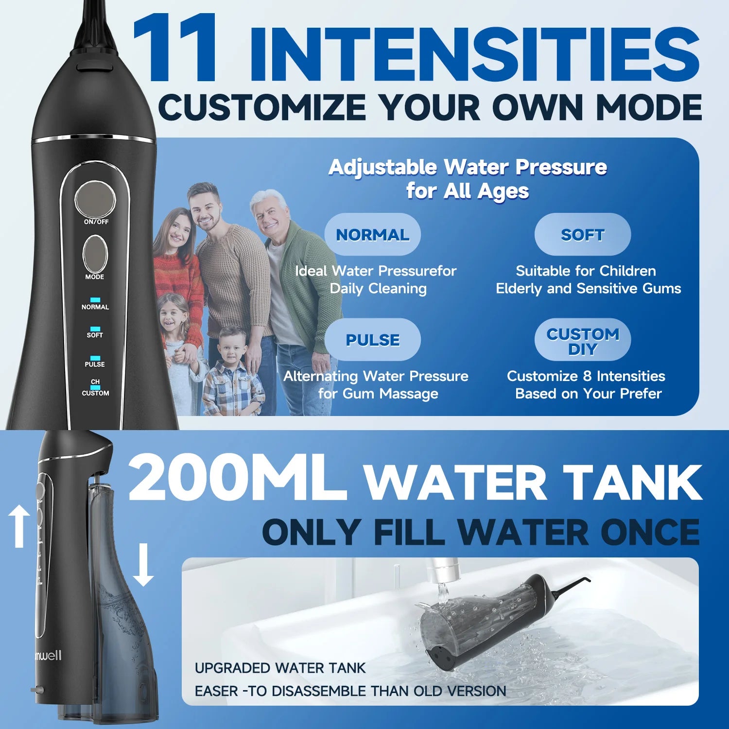 Electric Water Flosser & Toothbrush Set Oral Irrigator Whitening Kit - 4