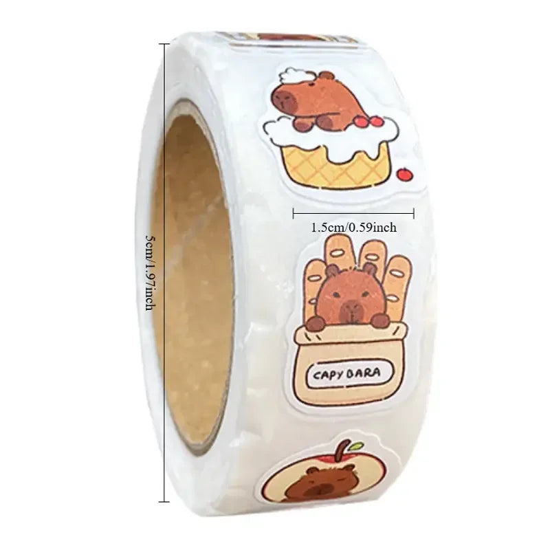 500 Pcs Capybara Sticker Roll Cute Cartoon Decorative Sealing Labels - 3