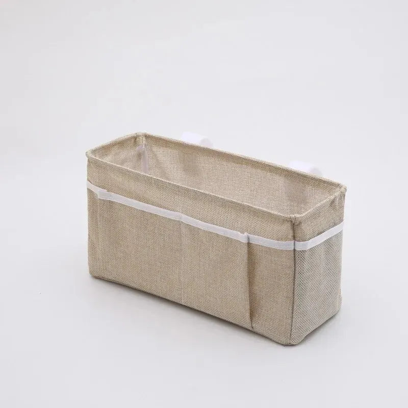 Cotton Linen Bedside Hanging Organizer Storage Bag for Crib Nursery