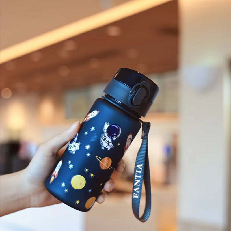 400ml 3D Cute Pattern Water Bottle Portable Sports Flask with Strap - 12