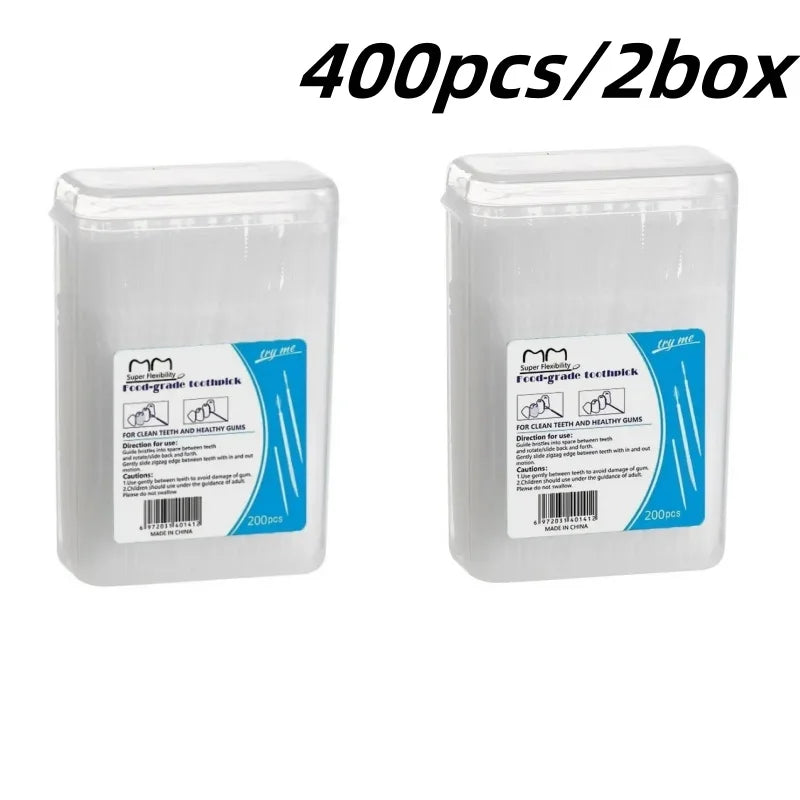 200Pcs Disposable Interdental Brush Toothpick Floss Sticks Oral Care - 10