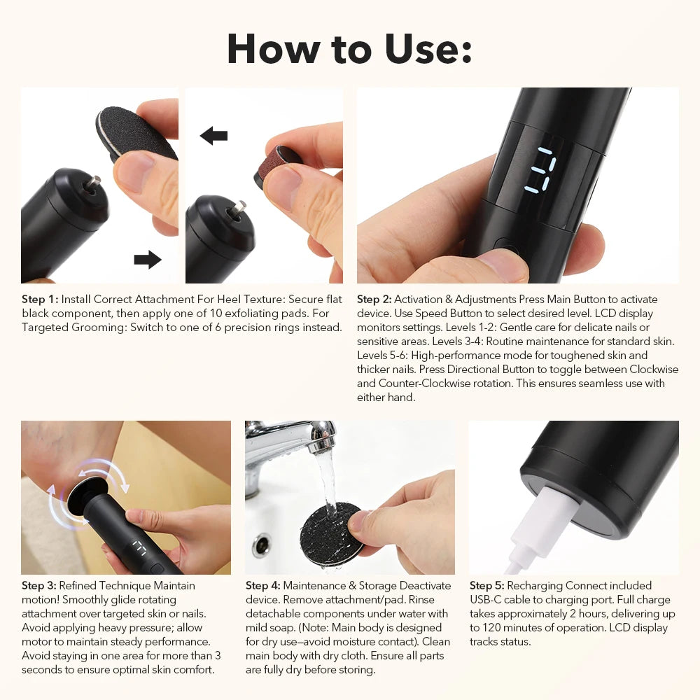 Electric Foot Callus Grinder Pedicure Tool Dead Skin Remover
