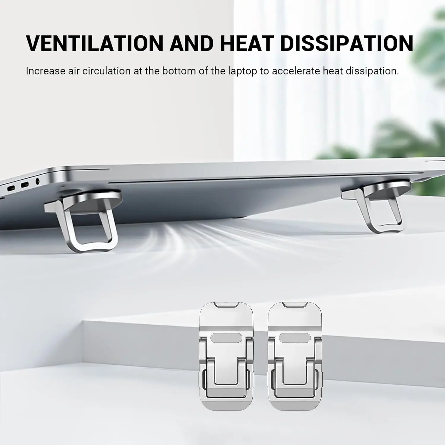 Mini Portable Laptop Stand Invisible Foldable Ergonomic Cooling Feet - 2