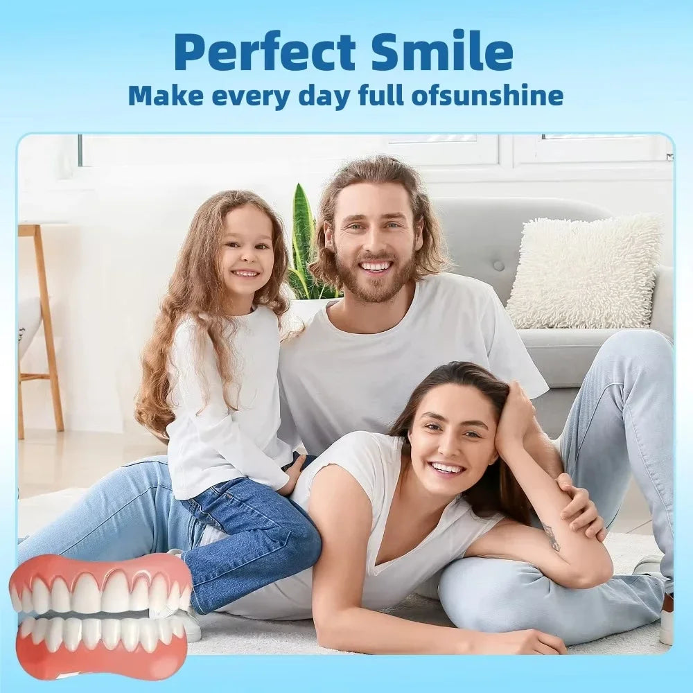 Silicone Dentures Adjustable Cosmetic Teeth & Reusable Smile Set - 9
