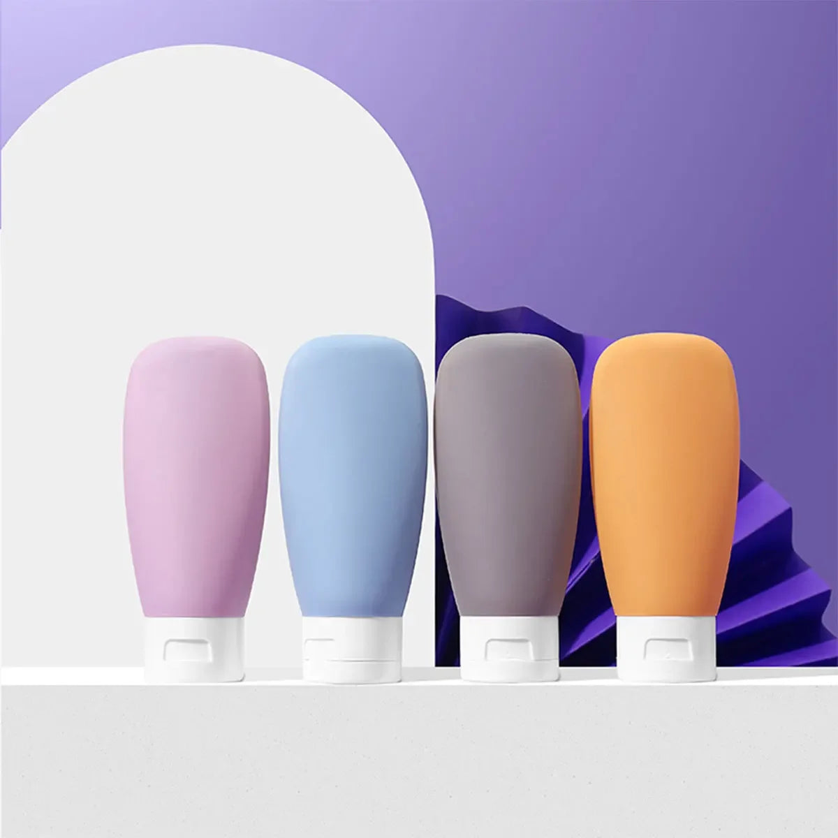 4-Piece Silicone Leak-Proof Travel Bottle Set for Toiletries Lotion