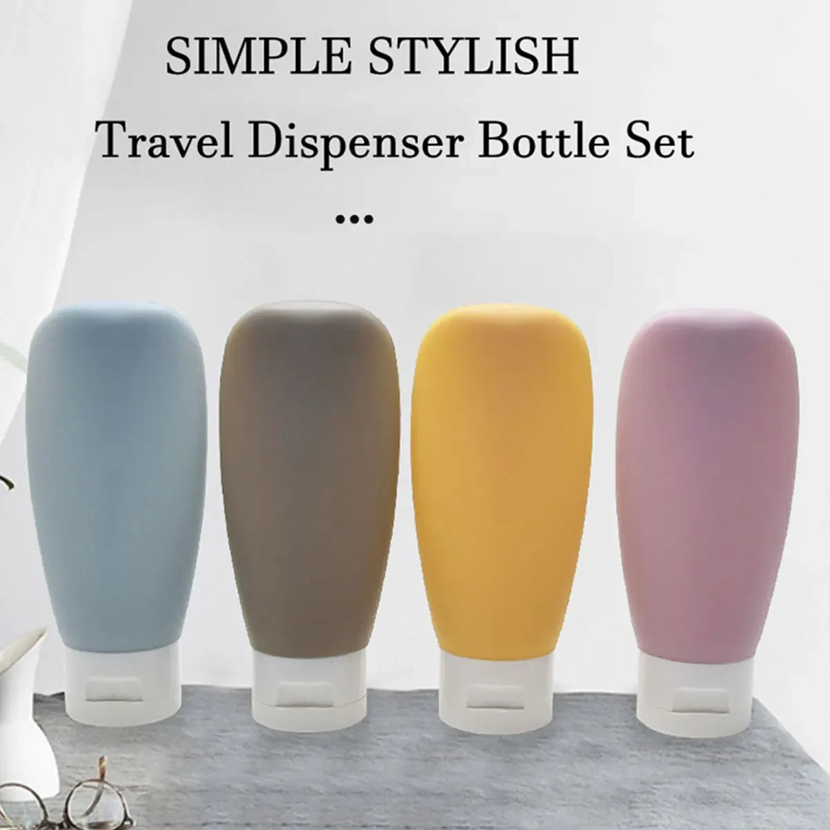 4-Piece Silicone Leak-Proof Travel Bottle Set for Toiletries Lotion - 8