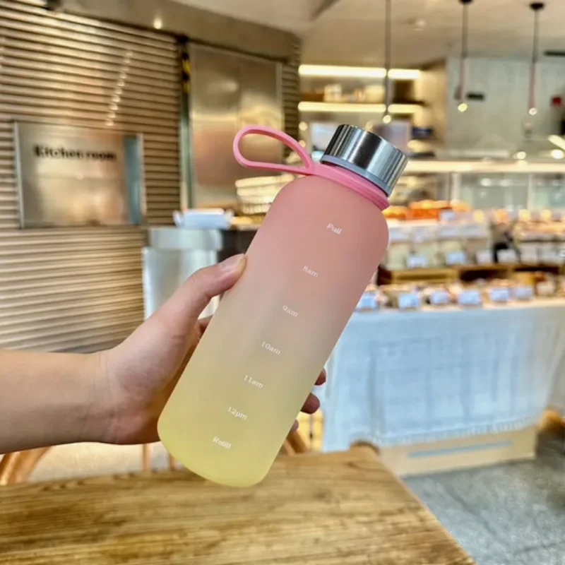 550ml Gradient Water Bottle Portable Sports Cup with Time Marker - 16