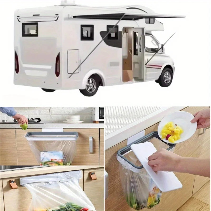 4pcs Hanging Garbage Bag Holder Kitchen Trash Bin Rack Space Saver - 4