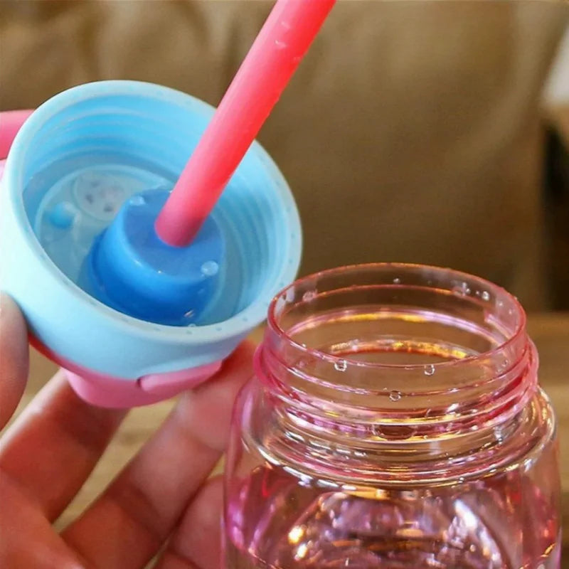 Kids Water Bottle with Straw Cartoon Sippy Cup Leakproof Drinking Bottle - 4
