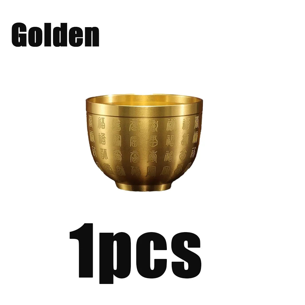 Hundred Blessings Copper Cup Wealth Luck Ornament Desktop Gift Set