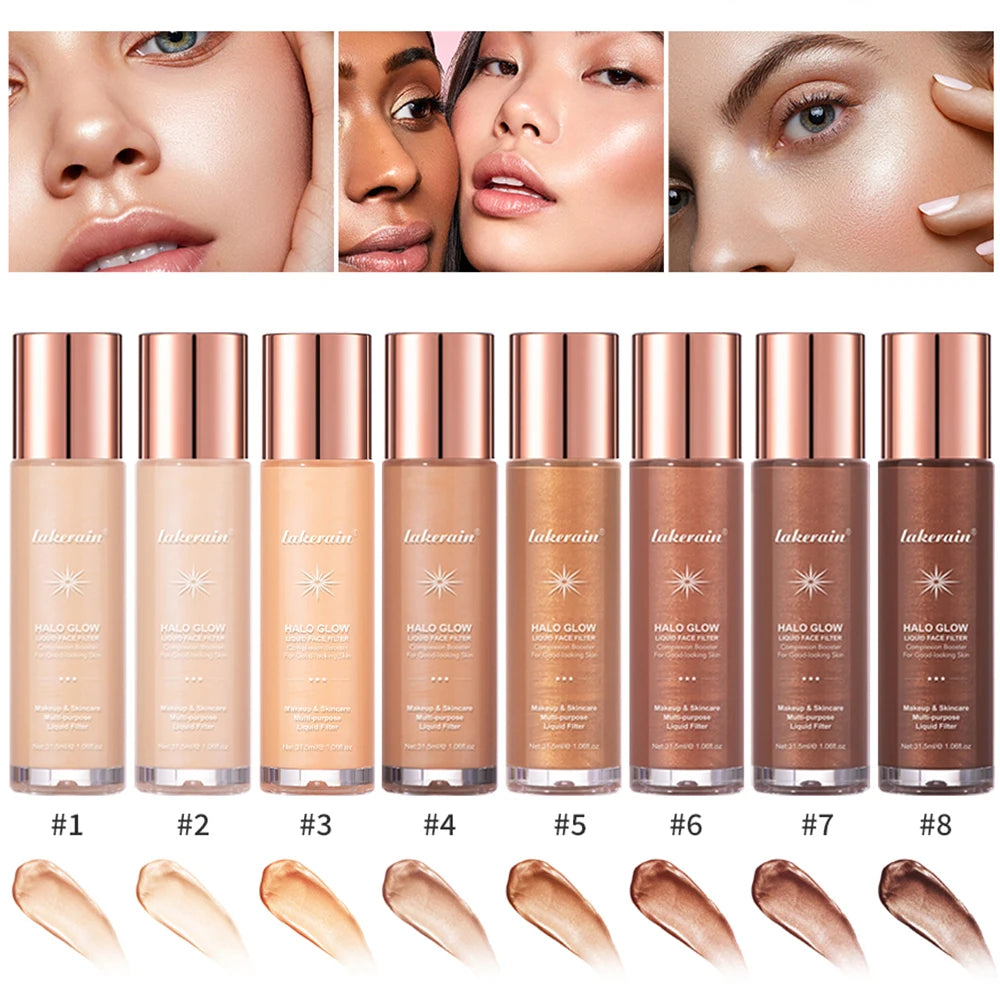 Halo Glow Liquid Face Filter Highlighter & Dewy Skin Bronzer Serum - 1