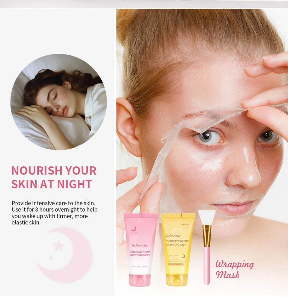 Glow Overnight Wrapping Mask Duo Collagen Turmeric Skincare Combo