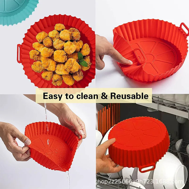 Reusable Silicone Air Fryer Liner Non-Stick Baking Tray Basket Pot