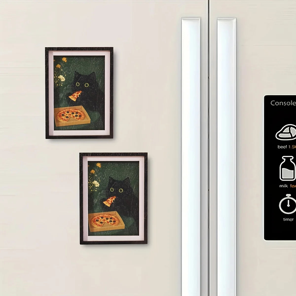 3D Black Cat Pizza Fridge Magnet Decorative Photo Frame Home Decor