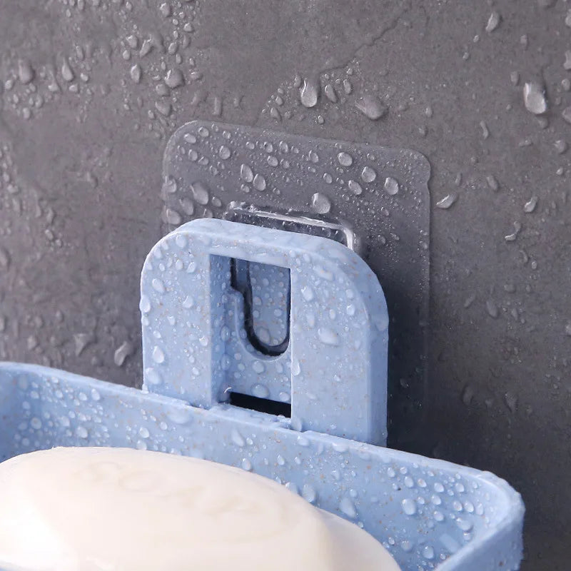 Double Layer Wall Mounted Soap Dish No Drill Bathroom Storage Rack - 10
