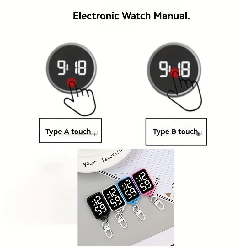 LED Digital Keychain Watch Portable Electronic Pendant Clock - 6