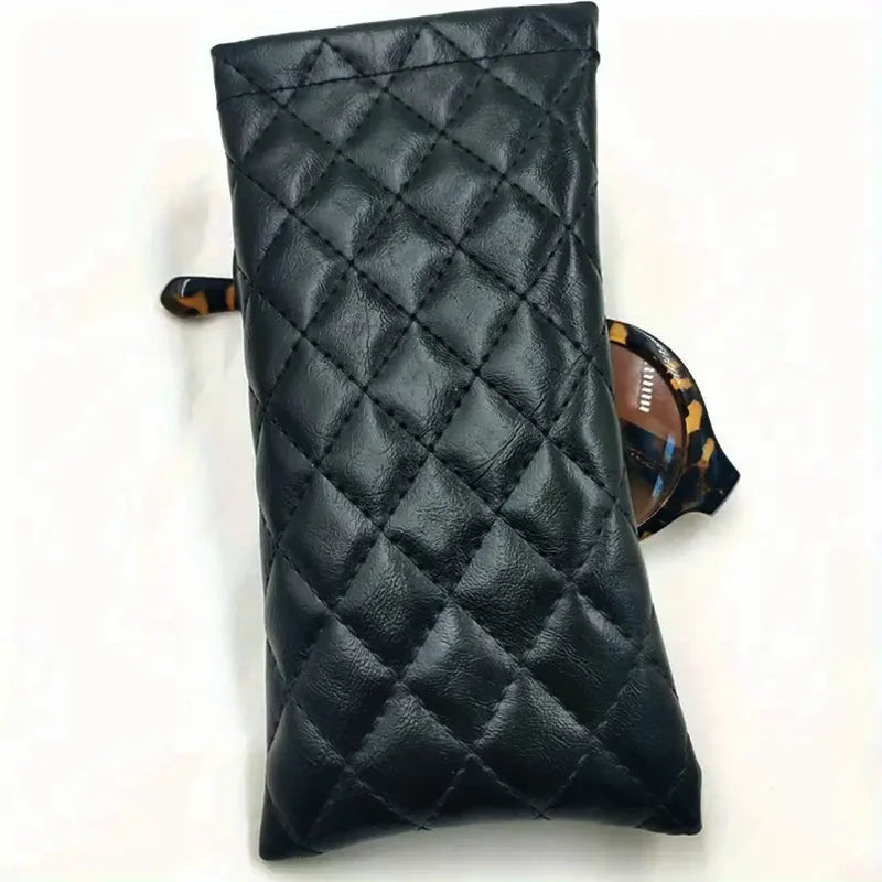 Quilted PU Leather Glasses Case Waterproof Portable Sunglasses Pouch - 19