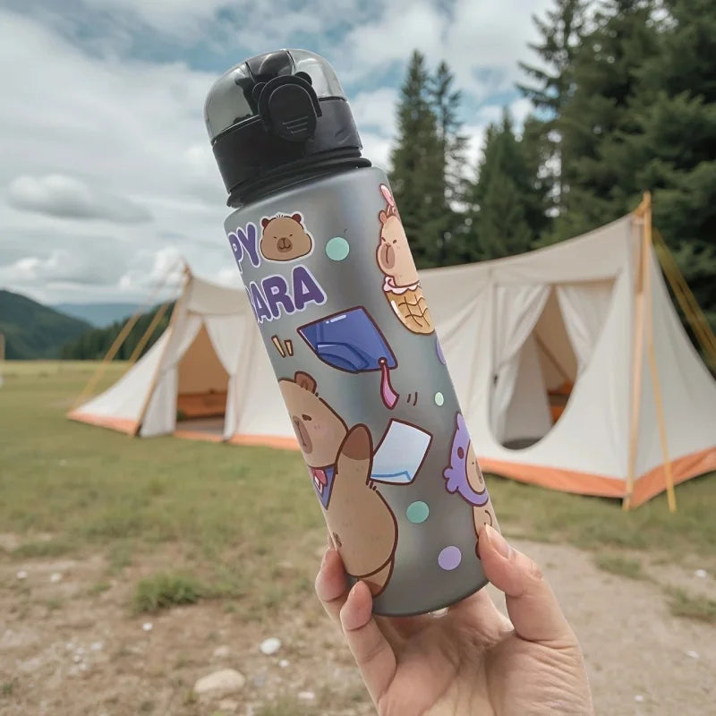 750ml Capybara Water Bottle Leakproof Straw Cup Portable Sports Flask - 17