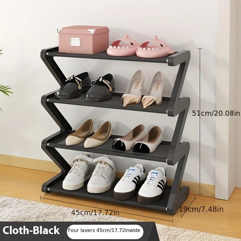 4-Tier Z-Shaped Shoe Rack Compact Storage Organizer for Dorms and Entryway - 13
