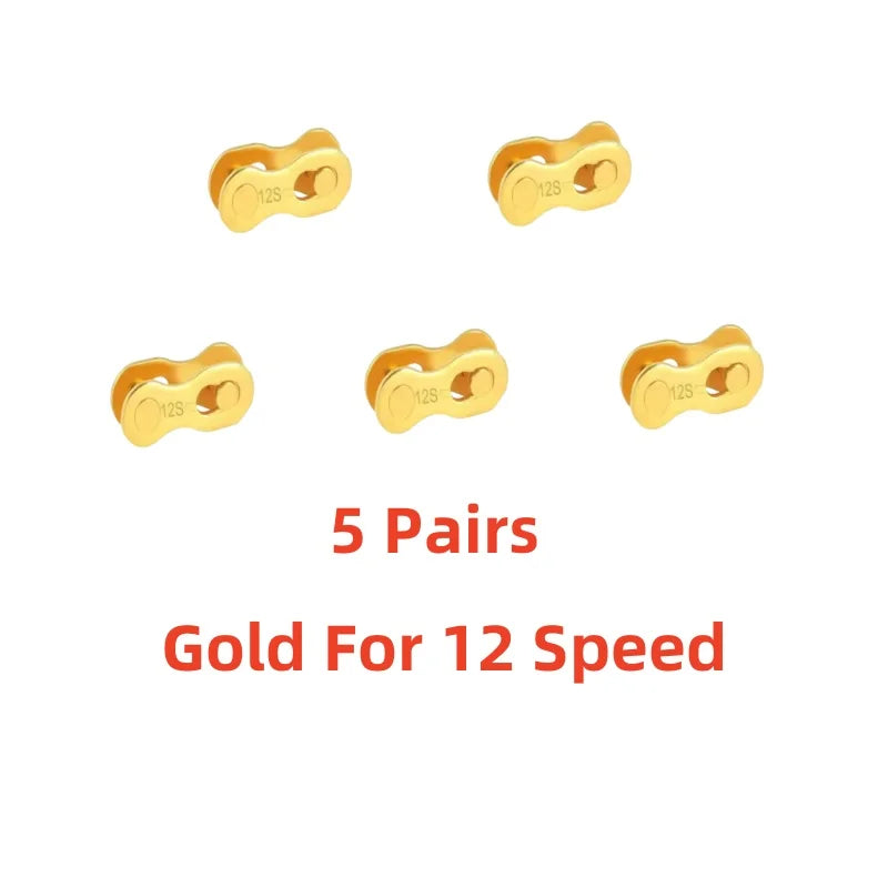 5 Pair Gold Bicycle Chain Quick Link Connector for 6 to 12 Speed Bikes - 17