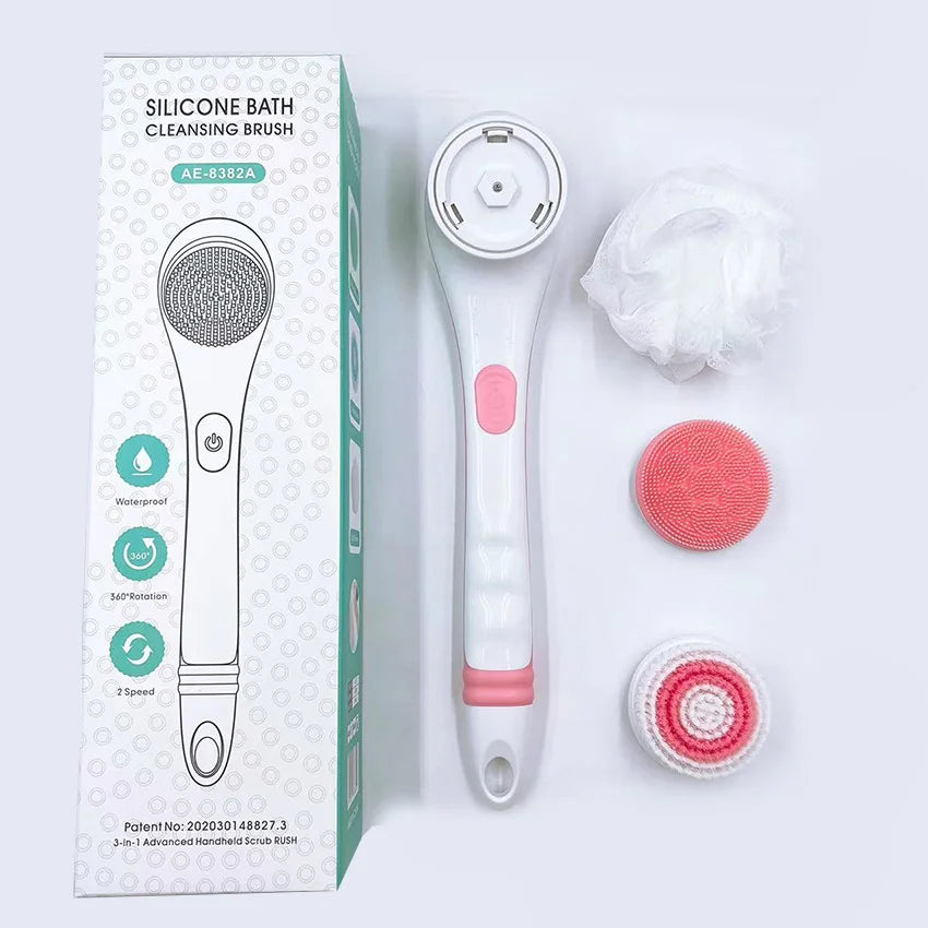 3 in 1 Waterproof Long Handle Body Brush Exfoliating Back Scrubber