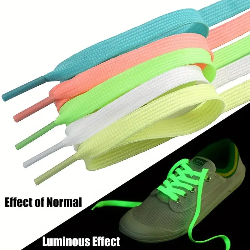 Glow in the Dark Flat Shoelaces Luminous Reflective Sneaker Strings