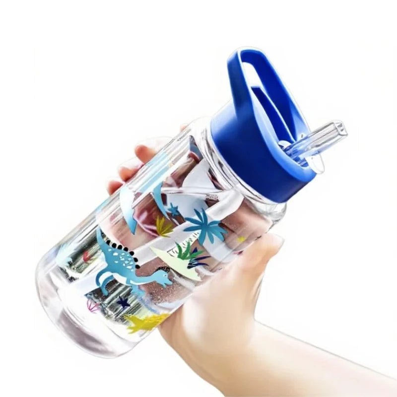 500ml Cute Dinosaur Straw Water Bottle Portable BPA Free Travel Cup - 8