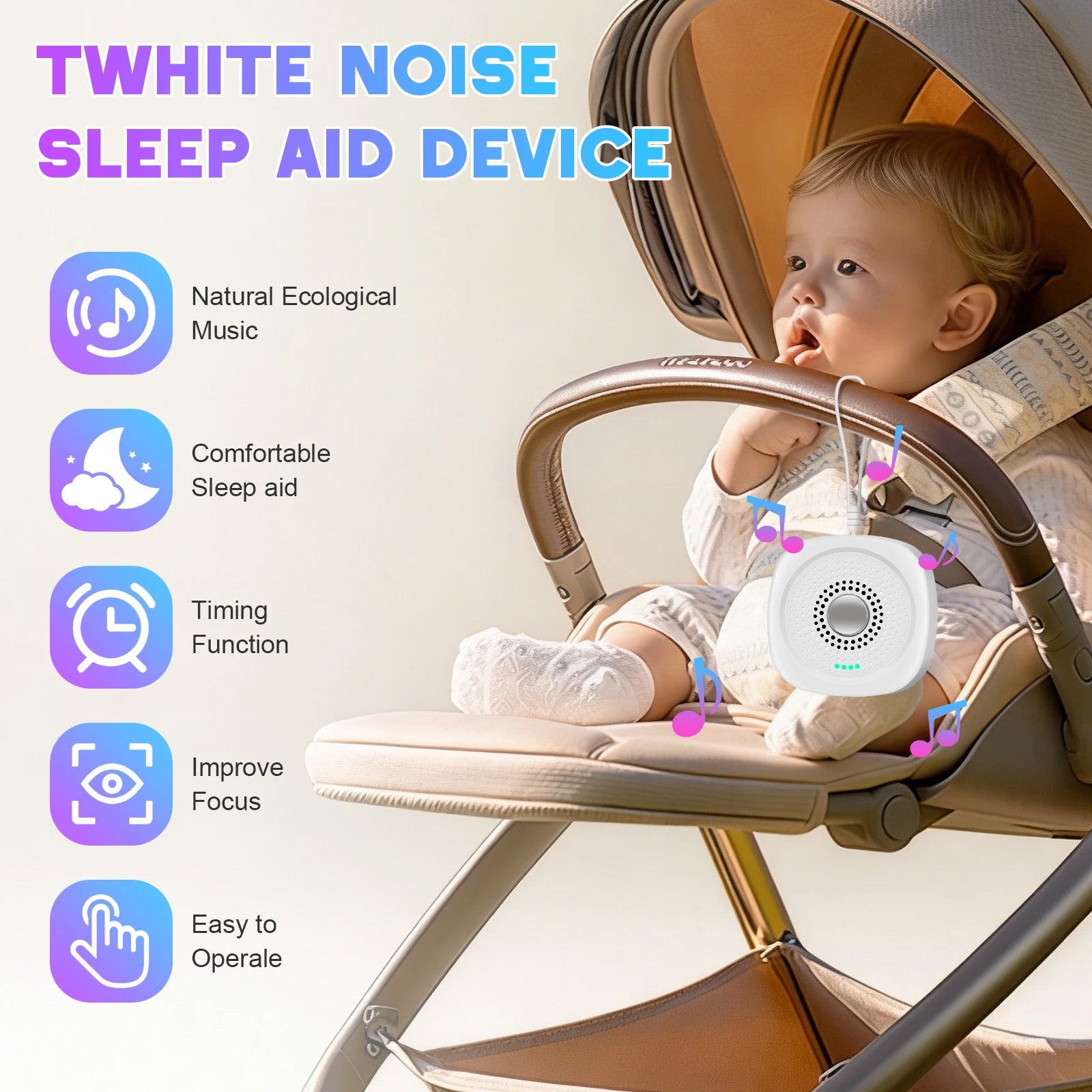 Portable White Noise Sound Machine Sleep Aid Device for Baby - 8